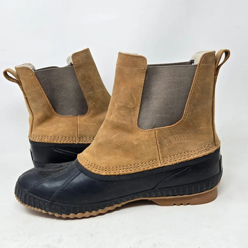 Sorel Cheyanne II Chelsea Waterproof Duck Boots Mens 12 Tan Black NM2609-286